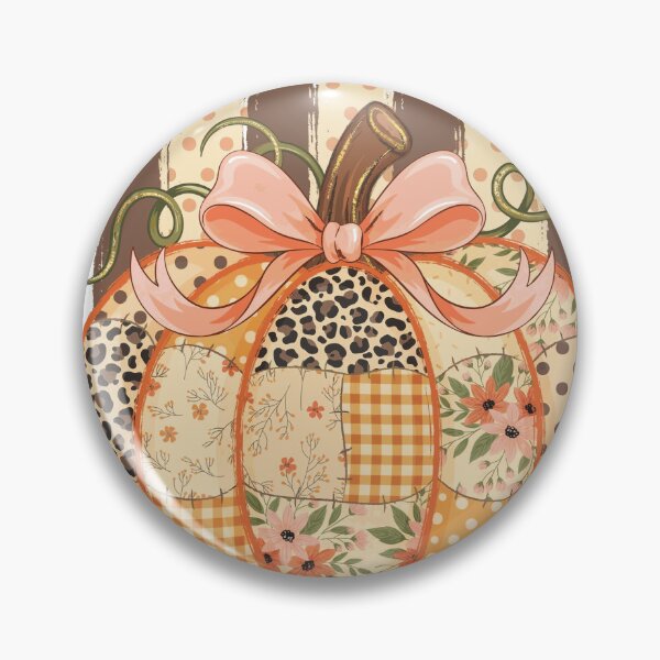 Item preview, Patchwork Fall Pumpkin with Leopard Print and Pink Bow designed and sold by EloanMerlet11.