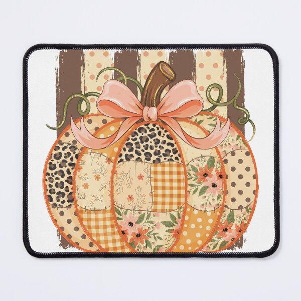 Item preview, Patchwork Fall Pumpkin with Leopard Print and Pink Bow designed and sold by EloanMerlet11.