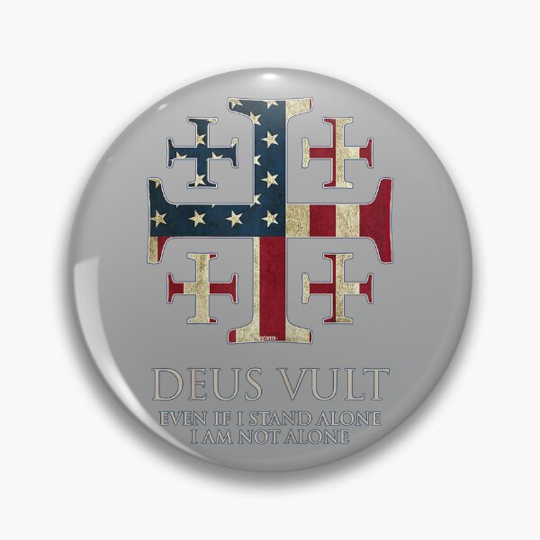 Item preview, Deus Vult Jerusalem Cross USA Flag I Am Not Alone designed and sold by GreggRoss.