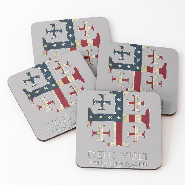 Item preview, Deus Vult Jerusalem Cross USA Flag I Am Not Alone designed and sold by GreggRoss.