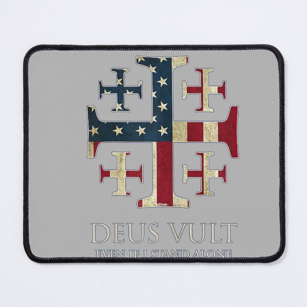 Item preview, Deus Vult Jerusalem Cross USA Flag I Am Not Alone designed and sold by GreggRoss.