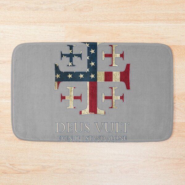 Item preview, Deus Vult Jerusalem Cross USA Flag I Am Not Alone designed and sold by GreggRoss.