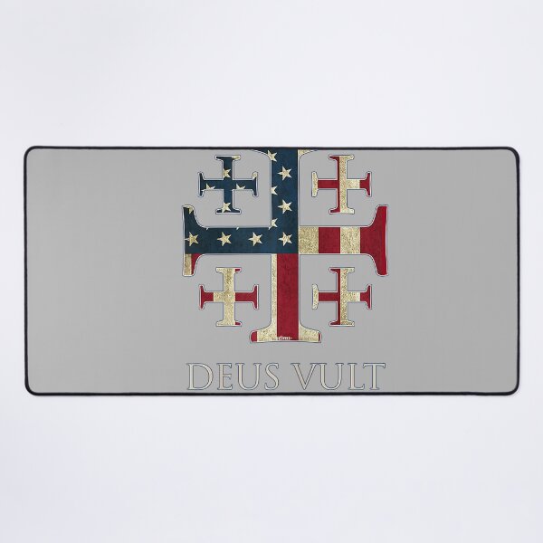 Item preview, Deus Vult Jerusalem Cross USA Flag I Am Not Alone designed and sold by GreggRoss.