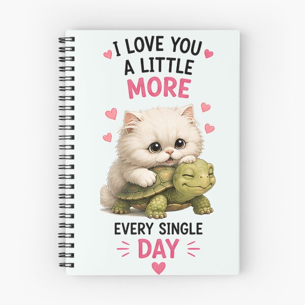 Item preview, I Love You A Little More Every Single Day Cute Cat Turtle T-Shirt designed and sold by TeehMeow.