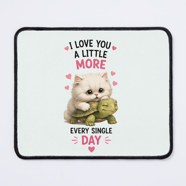 Item preview, I Love You A Little More Every Single Day Cute Cat Turtle T-Shirt designed and sold by TeehMeow.