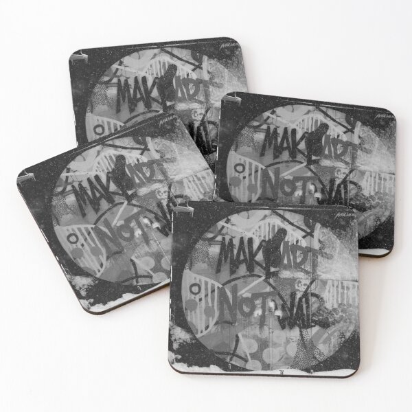 Item preview, Make art not war inspirational graffiti black and white photographic art print designed and sold by Astrid Arkhangelsky.