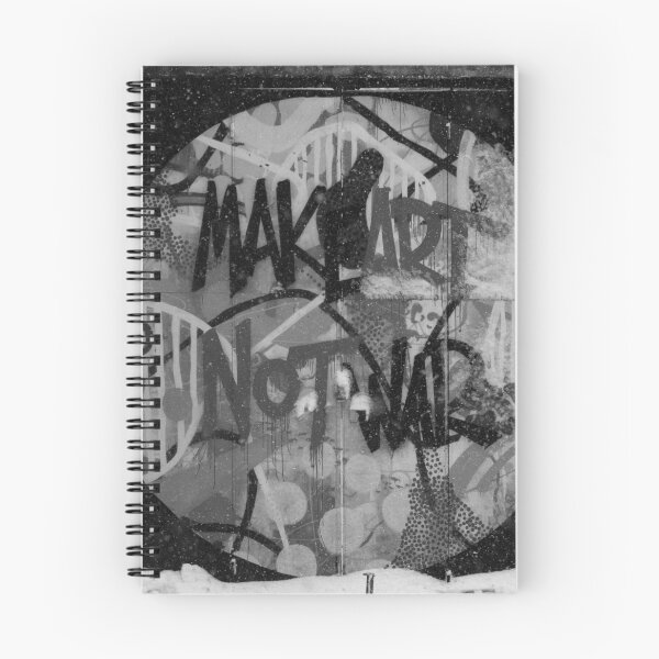 Item preview, Make art not war inspirational graffiti black and white photographic art print designed and sold by Astrid Arkhangelsky.