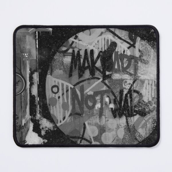 Item preview, Make art not war inspirational graffiti black and white photographic art print designed and sold by Astrid Arkhangelsky.