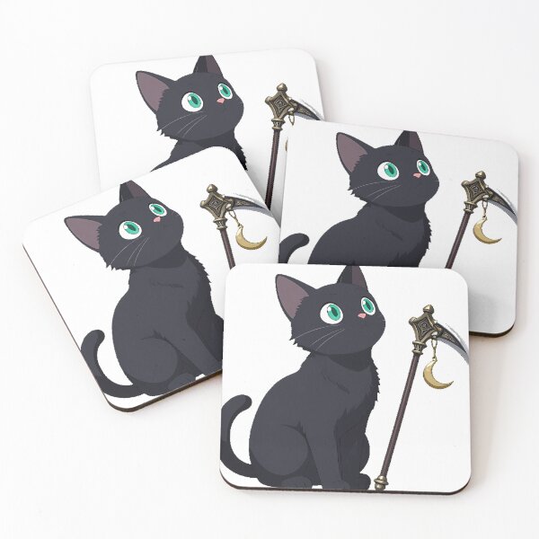 Item preview, Black Cat with Scythe and Moon designed and sold by IllumeInk.