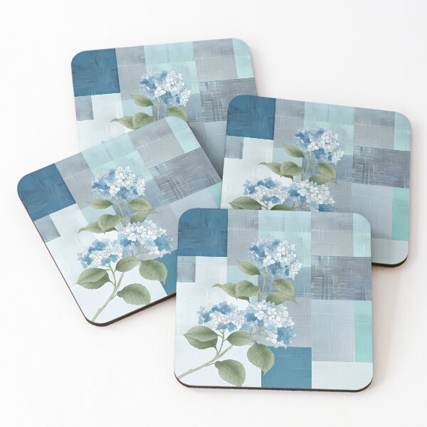 Item preview, Modern Korean Jogakbo Patchwork with Summer Blue Hydrangea & Bamboo - Minimalist Aesthetic Textile Art designed and sold by SOOstudio73.