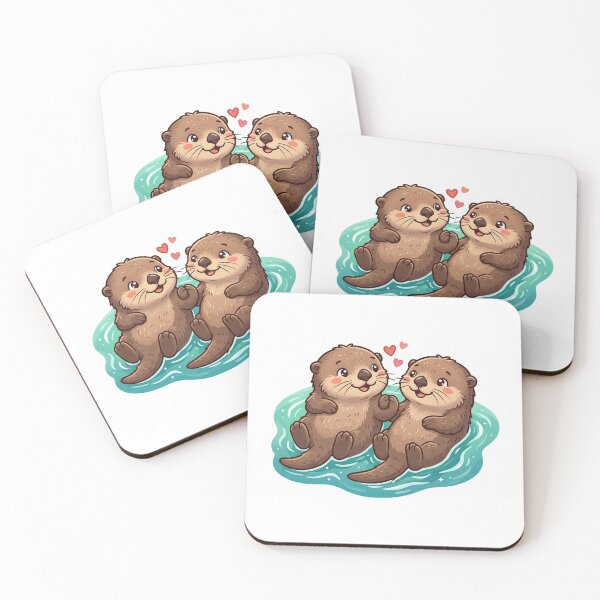 Item preview, Two Otters Holding Hands Floating designed and sold by YNAMREG.