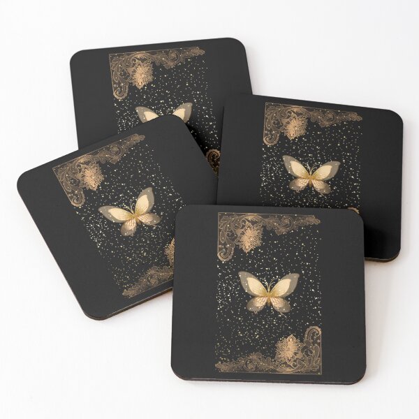 Item preview, Gold Butterfly Black Lace Sparkle Glitter Elegant Aesthetic designed and sold by Verantia.