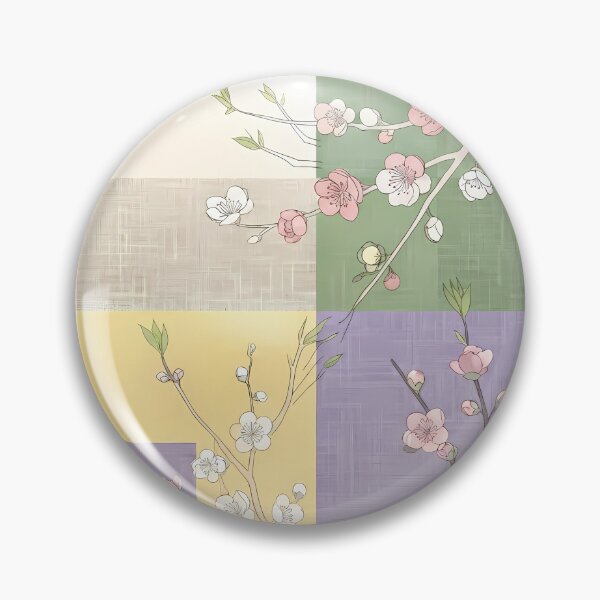 Item preview, Modern Korean Jogakbo Patchwork with Spring Plum Blossoms - Minimalist Aesthetic Textile Art designed and sold by SOOstudio73.