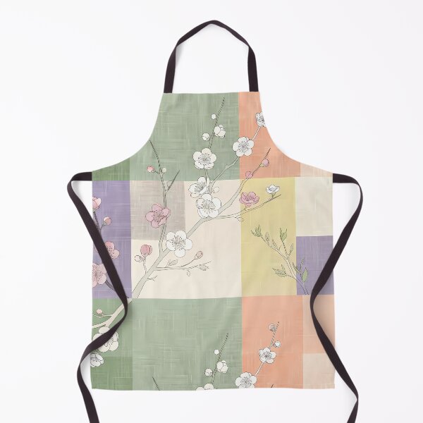 Item preview, Modern Korean Jogakbo Patchwork with Spring Plum Blossoms - Minimalist Aesthetic Textile Art designed and sold by SOOstudio73.