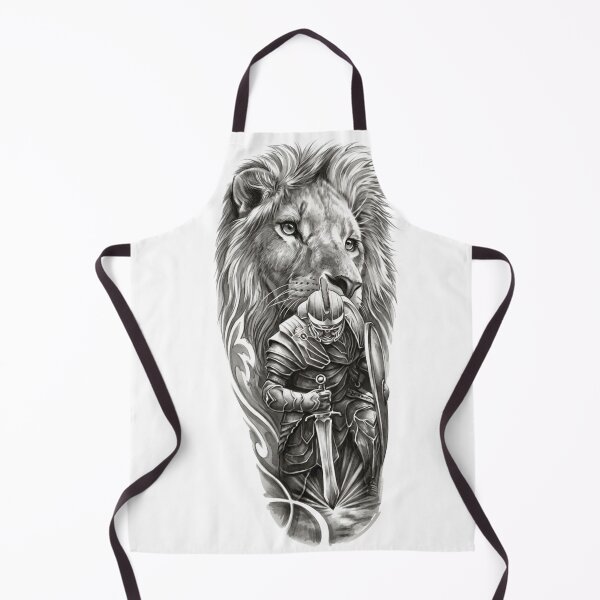 Item preview, Majestic Lion Warrior Knight Sword Tattoo Design designed and sold by RoyalDeluxGo.