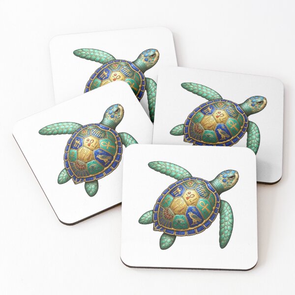 Item preview, Sacred Ankh Turtle | Ancient Egyptian Sea Turtle with Eye of Horus designed and sold by Zaru Art Studio.