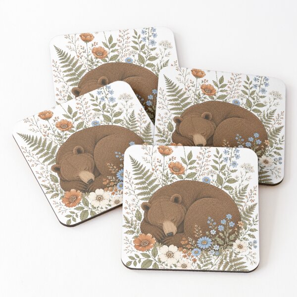Item preview, Sleeping Woodland Bear Botanical Illustration designed and sold by nouhaZN.