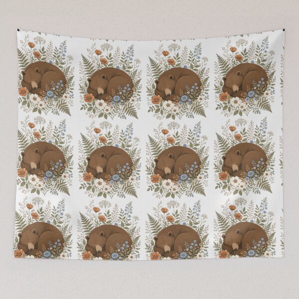 Item preview, Sleeping Woodland Bear Botanical Illustration designed and sold by nouhaZN.