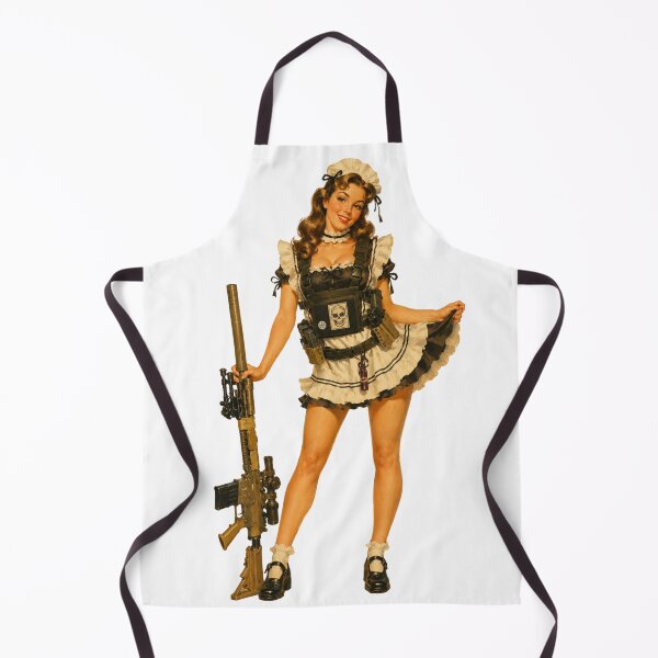 Item preview, Tactical Maid Pin Up | Original Vintage Anime Inspired Illustration designed and sold by Cosplayvintage.