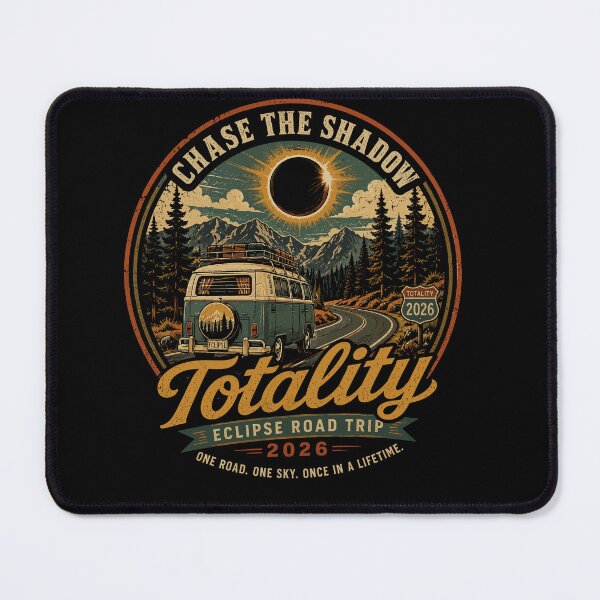 Item preview, Total Solar Eclipse 2026 Road Trip - Vintage Camper Van Totality Art designed and sold by DreamPup.