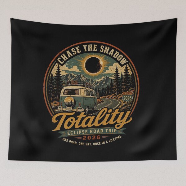 Item preview, Total Solar Eclipse 2026 Road Trip - Vintage Camper Van Totality Art designed and sold by DreamPup.