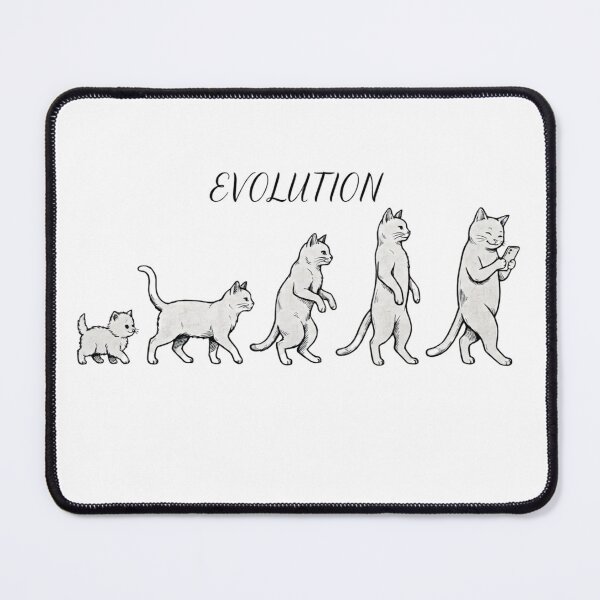 Item preview, Cat Evolution Funny Technology Modern Monochrome Ink Line Art designed and sold by Nakrisa.