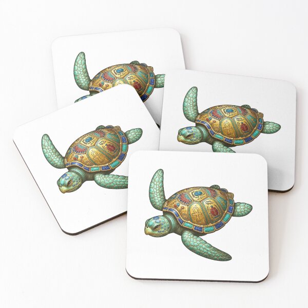 Item preview, Emerald Egyptian Sea Turtle | Scarab & Ankh Ancient Symbol Art designed and sold by Zaru Art Studio.