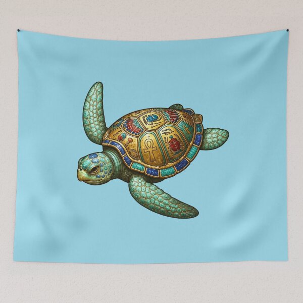 Item preview, Emerald Egyptian Sea Turtle | Scarab & Ankh Ancient Symbol Art designed and sold by Zaru Art Studio.