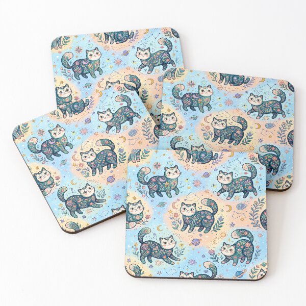 Item preview, Moonlit Cosmic Cats Pattern designed and sold by Iampoji.