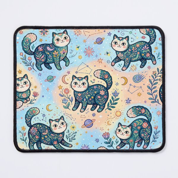 Item preview, Moonlit Cosmic Cats Pattern designed and sold by Iampoji.