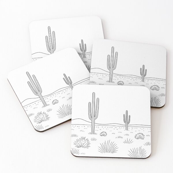 Item preview, Desert Night Cactus Landscape – Minimal Southwestern Line Art designed and sold by Cloud420.