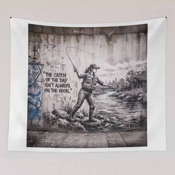 Item preview, Urban Street Fly Fisherwoman Art designed and sold by Home Decor Art.