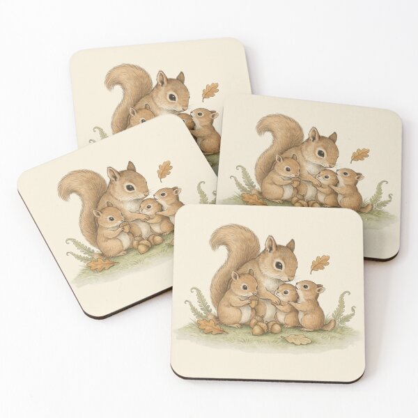 Item preview, Whimsical Squirrel Family Watercolor Illustration designed and sold by WikaKowalczyk.