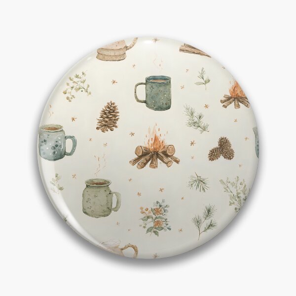 Item preview, Cozy Campfire Watercolor Pattern | Rustic Camping Mugs, Pines & Campfire Seamless Design designed and sold by Bound for Wonder.