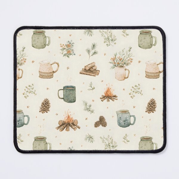 Item preview, Cozy Campfire Watercolor Pattern | Rustic Camping Mugs, Pines & Campfire Seamless Design designed and sold by Bound for Wonder.
