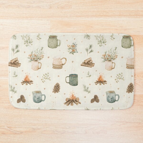 Item preview, Cozy Campfire Watercolor Pattern | Rustic Camping Mugs, Pines & Campfire Seamless Design designed and sold by Bound for Wonder.