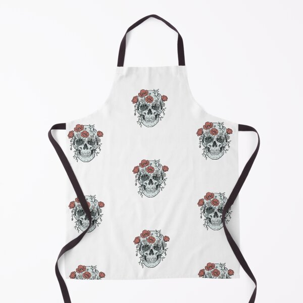 Item preview, Flower Skull with Poppies Daisies and Vines Growing Through Folk Tattoo Flash Style Illustration designed and sold by OnPointOutfits.