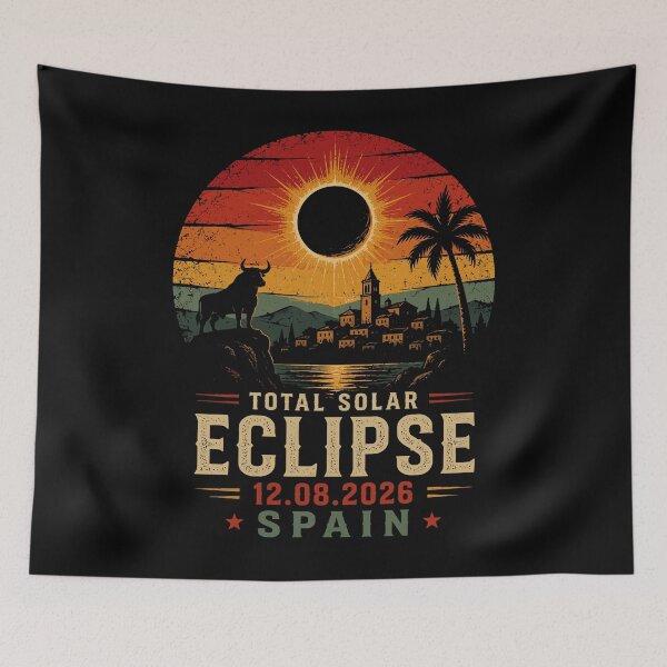 Item preview, Total Solar Eclipse Spain 12.08.2026 - Vintage Retro Spanish Bull Art designed and sold by DreamPup.