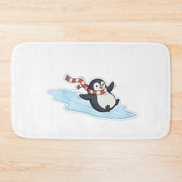 Item preview, Round Penguin Back Sliding Downhill with Striped Scarf Retro Toy Packaging Style Winter Illustration designed and sold by OnPointOutfits.