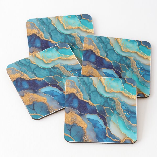 Item preview, Blue Gold Abstract Marble Wall Art designed and sold by CheersTOGETHER.