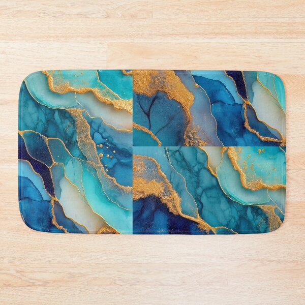 Item preview, Blue Gold Abstract Marble Wall Art designed and sold by CheersTOGETHER.