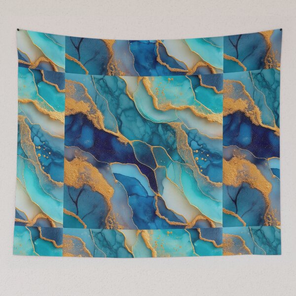 Item preview, Blue Gold Abstract Marble Wall Art designed and sold by CheersTOGETHER.