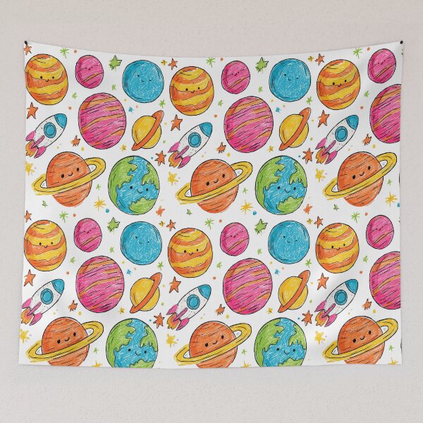 Item preview, Colorful Planets Crayon Print Pattern designed and sold by RichardRags.