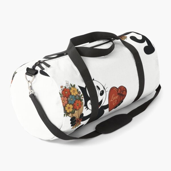 Item preview, Vintage 1960s Style Lucky Black Cat with Flowers and Heart Chocolate Box Retro Cartoon Illustration designed and sold by infinitearte.