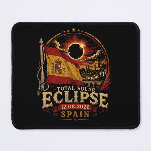 Item preview, Total Solar Eclipse Spain 12.08.2026 - Spanish Flag Vintage Art designed and sold by DreamPup.