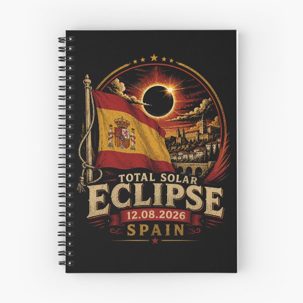 Item preview, Total Solar Eclipse Spain 12.08.2026 - Spanish Flag Vintage Art designed and sold by DreamPup.