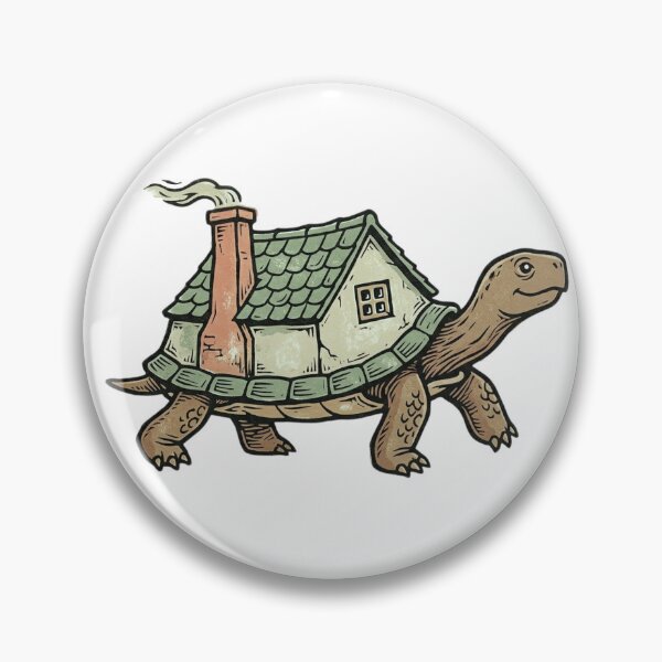 Item preview, Turtle Carrying Cottage Home on Its Shell Woodblock Linocut Folk Art Cozy Illustration designed and sold by OnPointOutfits.