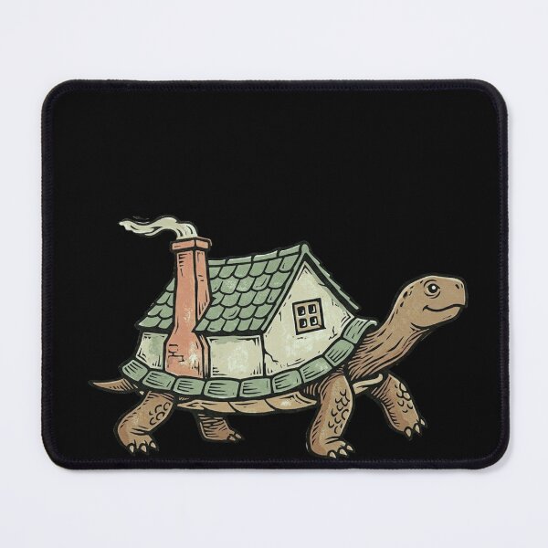 Item preview, Turtle Carrying Cottage Home on Its Shell Woodblock Linocut Folk Art Cozy Illustration designed and sold by OnPointOutfits.