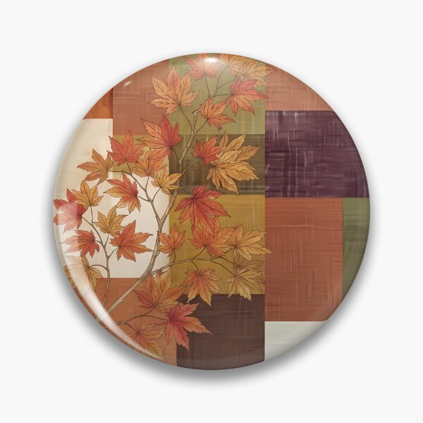 Item preview, Modern Korean Jogakbo Patchwork with Autumn Maple Leaves and Persimmon - Minimalist Aesthetic Textile Art designed and sold by SOOstudio73.