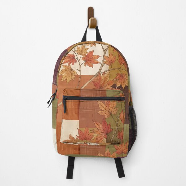 Item preview, Modern Korean Jogakbo Patchwork with Autumn Maple Leaves and Persimmon - Minimalist Aesthetic Textile Art designed and sold by SOOstudio73.